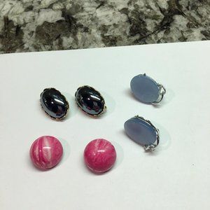 Lot Of 3 Vintage - Modern Clip-on Clip On Costume Earrings Mix